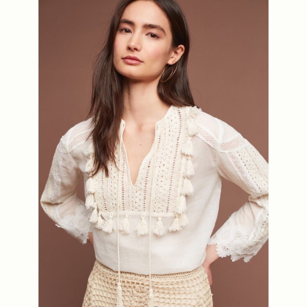 Anthropologie Sam Love Cream Lace Blouse